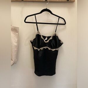 Vintage Gilligan & O’Malley Vintage Black Satin Tank Top XL